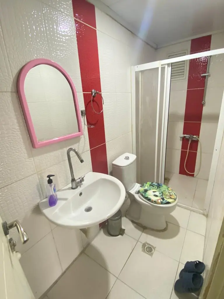 Eskişehir Alesta Apart’ın modern dizayn edilmiş bir odası; yatak, masa ve sandalye ile donatılmış.